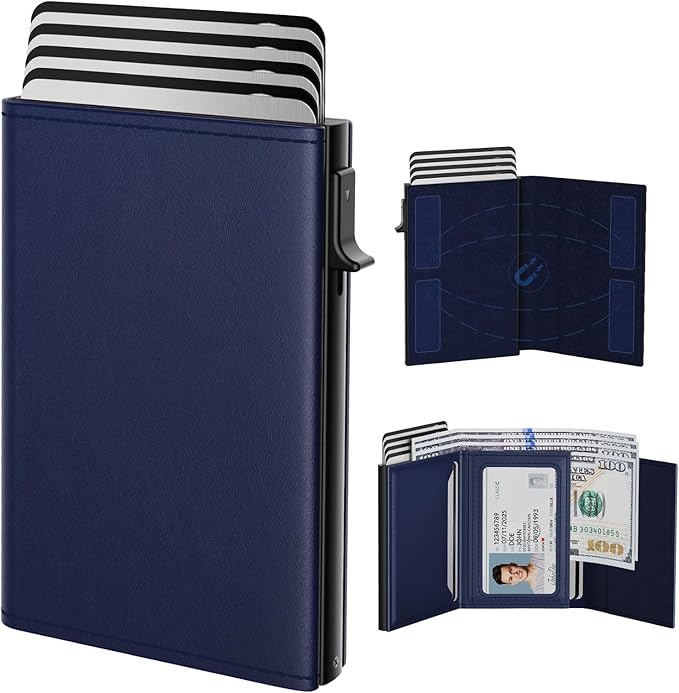 typecase Mens Wallet Card Holder: Pop Up Aluminum Case, Premium Genuine Leather by typecase