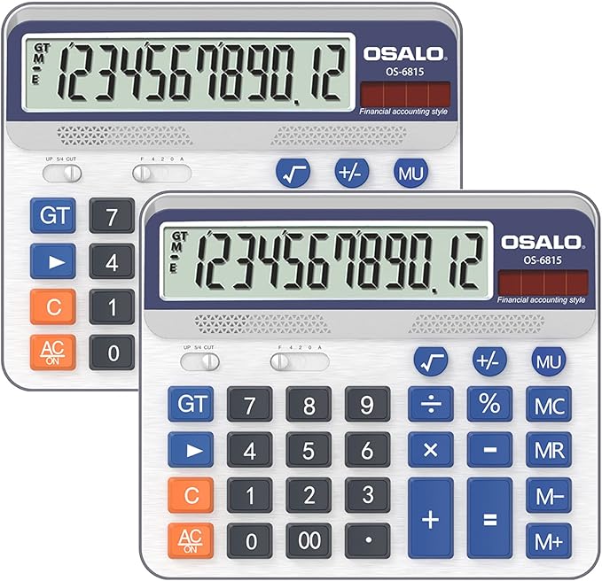 Desktop Calculator Extra Large 5-Inch LCD Display 12-Digit Big Number by Pendancy