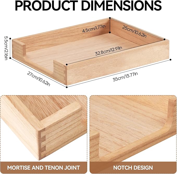 Kirigen Wood Letter-Size Tray Single-Tier- Wooden Tones Collection Front-Load - Image 6