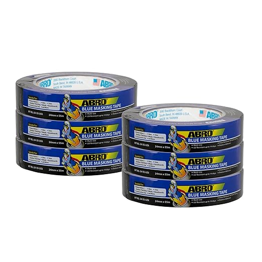 ABRO Blue Painters Tape 1 Inch Wide, 24mm x 55M, All Purpose Blue Tape by ABRO