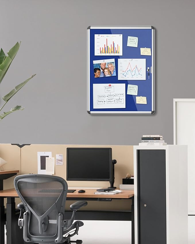 Mifuro 26"x20" Enclosed Bulletin Board, Lockable Weather-Resistant Aluminum - Image 2