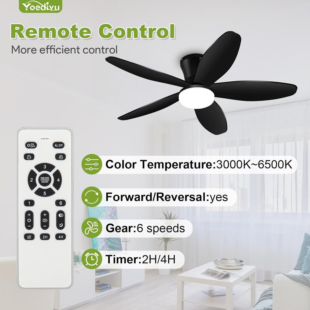 ceiling fans with lights - 42 inch low showing dimensions