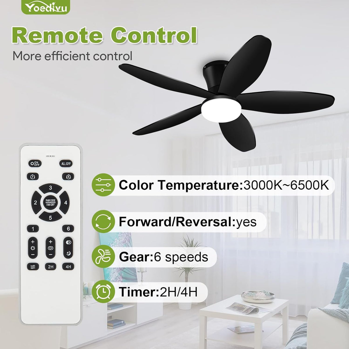 ceiling fans with lights - 42 inch low showing dimensions