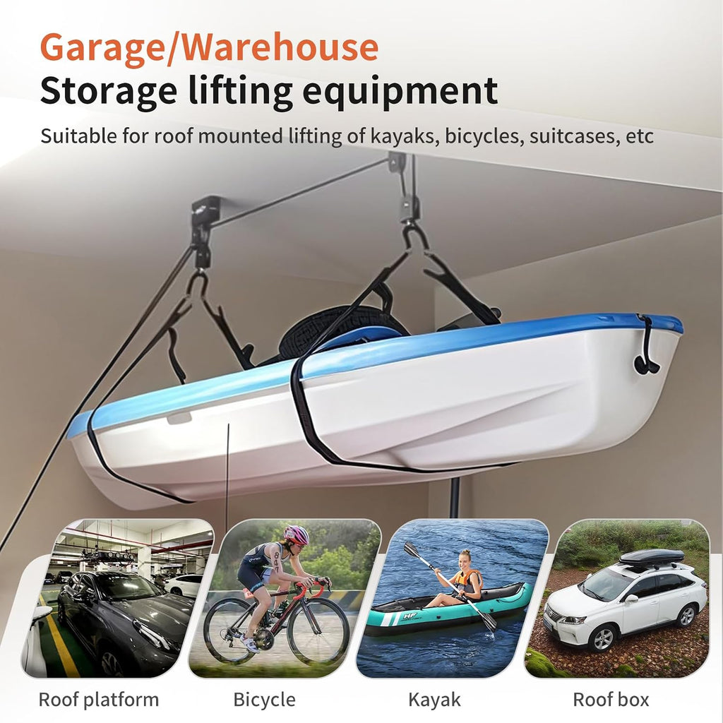 2026 upgrade cargo box garage pulley system, heavy-duty showing dimensions