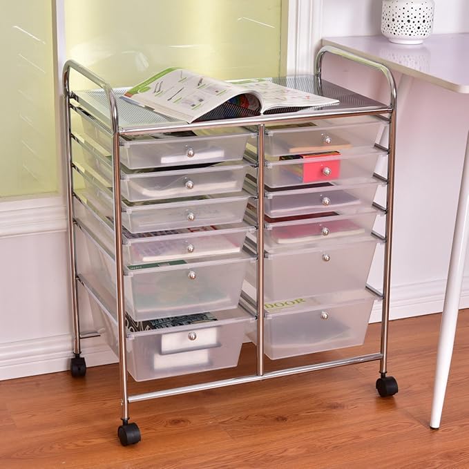 Giantex 12 Drawer Rolling Storage Cart Tools Scrapbook Paper Office School - Image 2