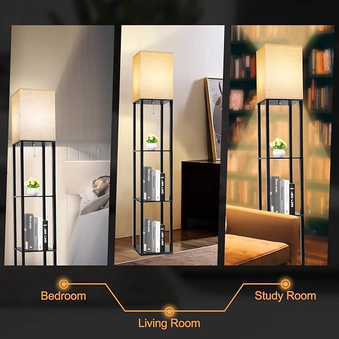 RUNTOP Floor Lamp with Shelves, Shelf Lamp with 3 Color Temperature LED Bulb - Image 6