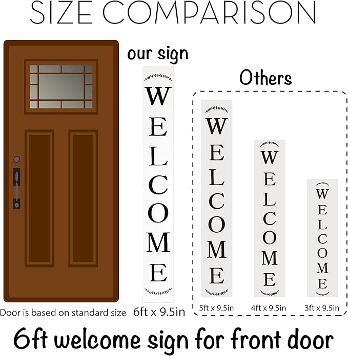 Tall Outdoor Welcome Sign for Front Door, 6ft White Welcome Sign, Rustic Tall - Image 5