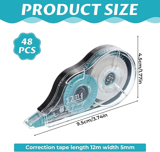 simarro 48 Pack White Correction Tape, 0.2 Inch x 39.4 Feet Easy To Use - Image 2