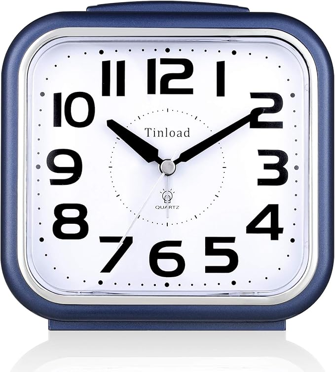 Tinload 5.5" Large Analog Alarm Clock Silent Non Ticking, Gentle Wake, Beep by Tinload