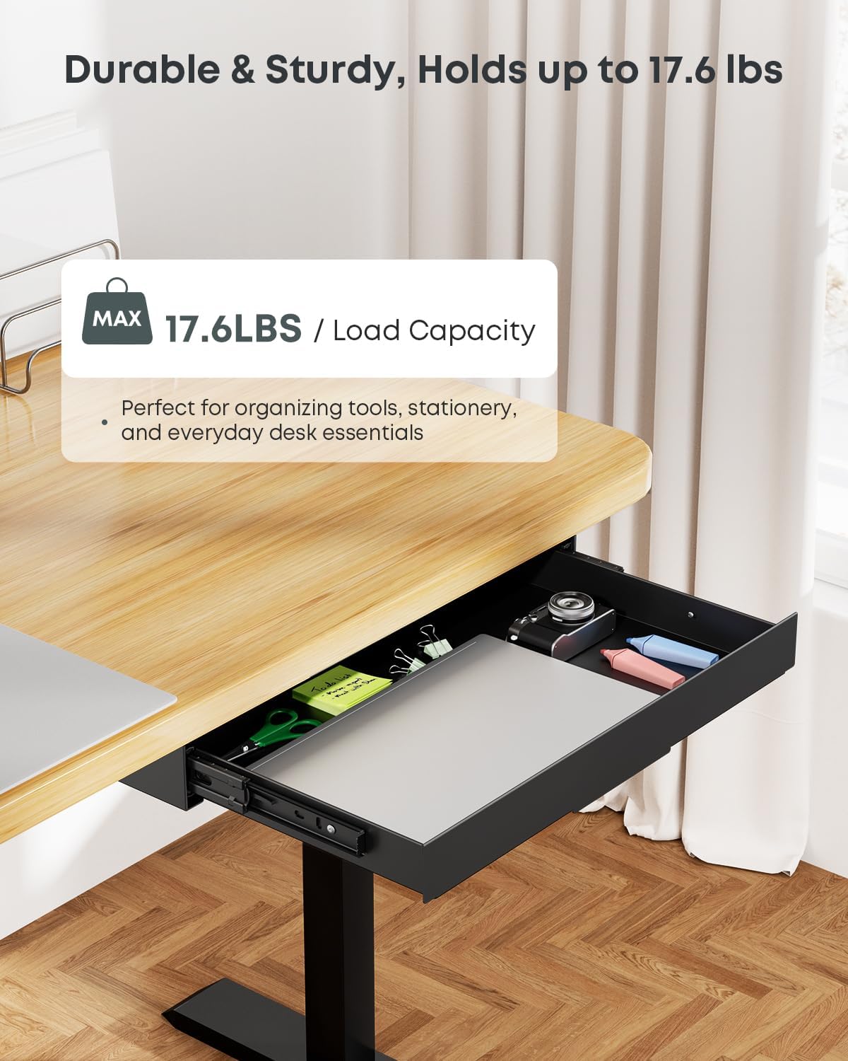 Under Desk Storage Drawer, 14.8" Wide Slide Out Under Desk Drawer
