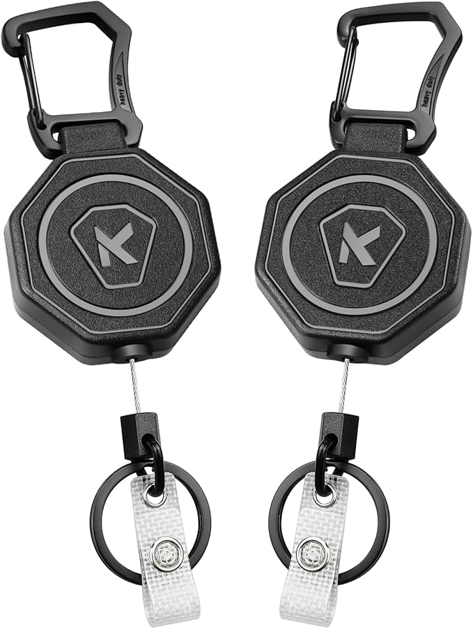 koorito 2 Pack Heavy Duty Retractable Badge Holder Key Reel by koorito