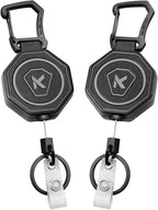 koorito 2 Pack Heavy Duty Retractable Badge Holder Key Reel by koorito