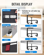 No Drill Cable Management Under Desk, Clamp/Screw Mount Cable Tray, Premium - Image 7