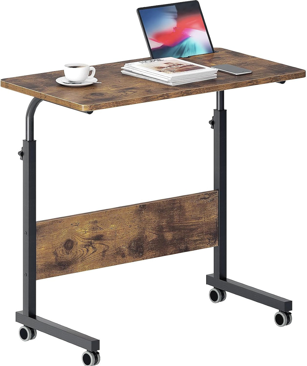 dlandhome 31.5 inches rolling desk with wheels adjustable, front angle view