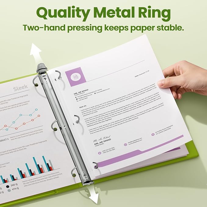 SUNEE 3 Ring Binder 3 Inch 1 Pack, Tender Green - Image 2