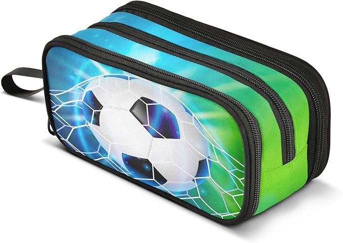 BOENLE Soccer Football on Field Pencil Case Box Boys Girls Large Pencil Pouch by BOENLE-WELCOMEYOURCOMING