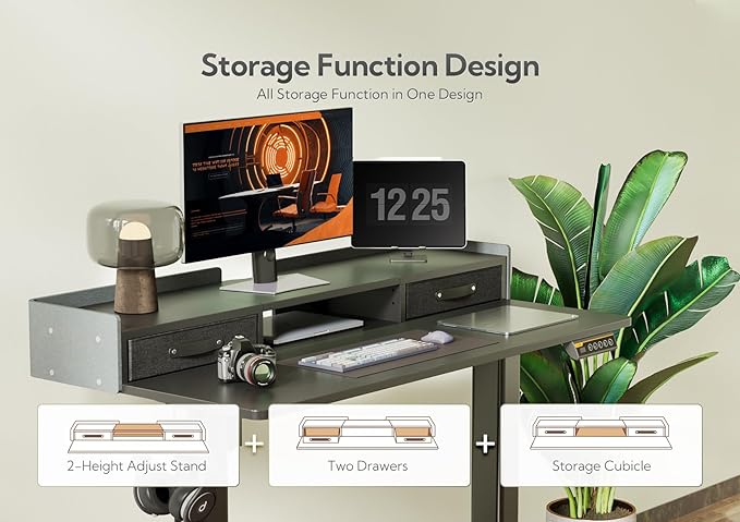 Claiks Standing Desk with Drawers, Adjustable Stand Up Electric Standing Desk - Image 4