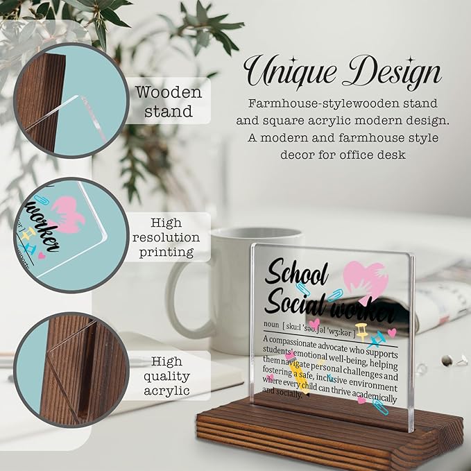 School Social Worker Gifts, Thank You Desk Sign - Image 3