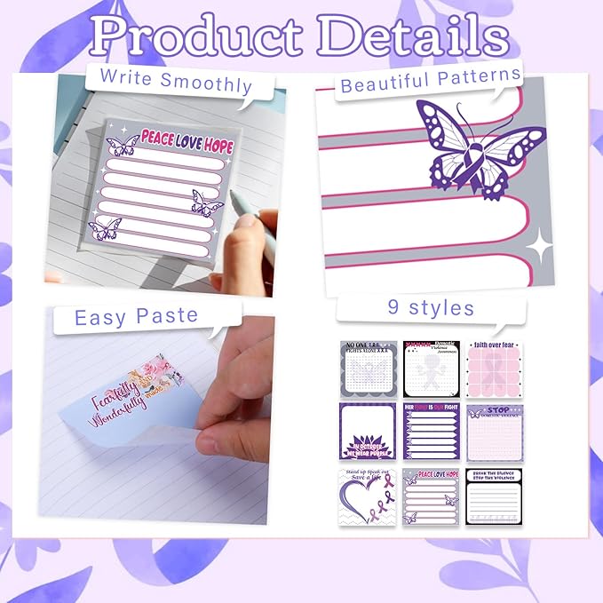 Lovarywow Domestic Violence Awareness Sticky Notes Gifts, 9 Pack Domestic - Image 3