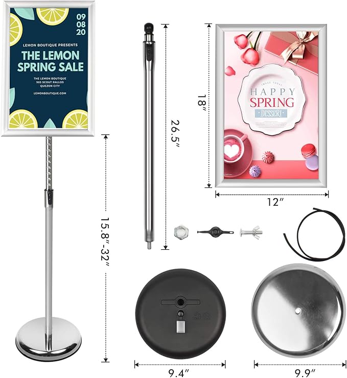 DISPLAYSWORKER Adjustable Poster Sign Stand, Floor-Standing Sign Holder - Image 5