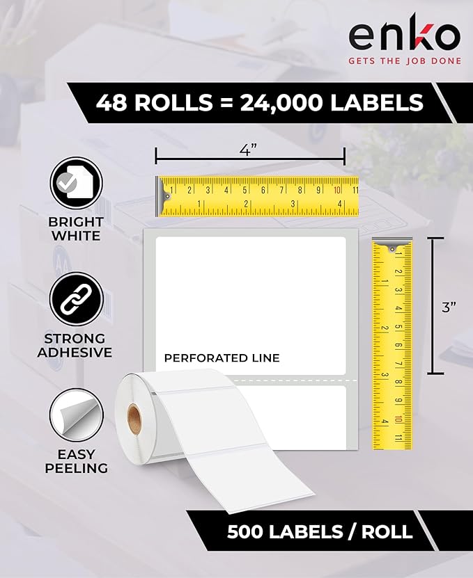 enKo 4" x 3" Labels for Zebra Desktop Printers - Image 2