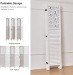 Svimi Folding Room Divider, 66.9 Inch 6 Panels Wood Carved Privacy Screens - Image 4