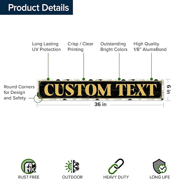 Custom Sign, Custom Street Sign, 11 Font Colors, 13 Font Styles, 4 Hole Options - Image 6