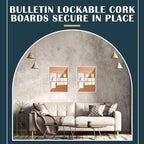 Cholemy Enclosed Bulletin Lockable Cork Case Notice Board 48 x 36 Inch - Image 4