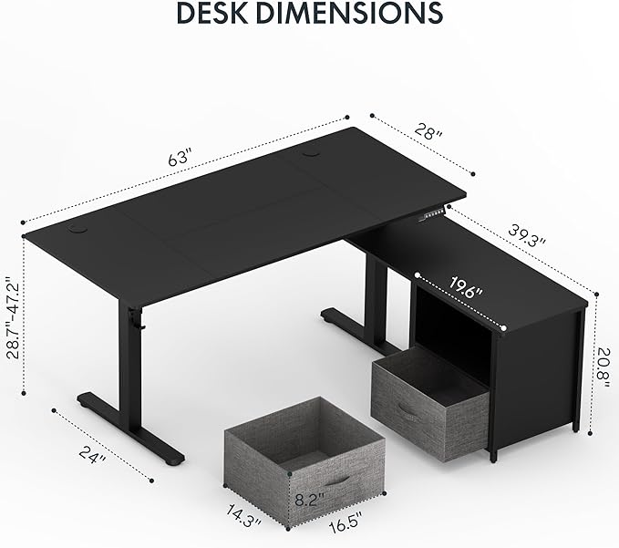 FLEXISPOT 63'' L Shaped Reversible Standing Desk - Image 2