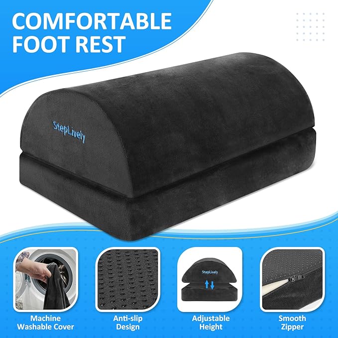 StepLively Foot Rest for Under Desk at Work, Comfortable Foot Stool - Image 2