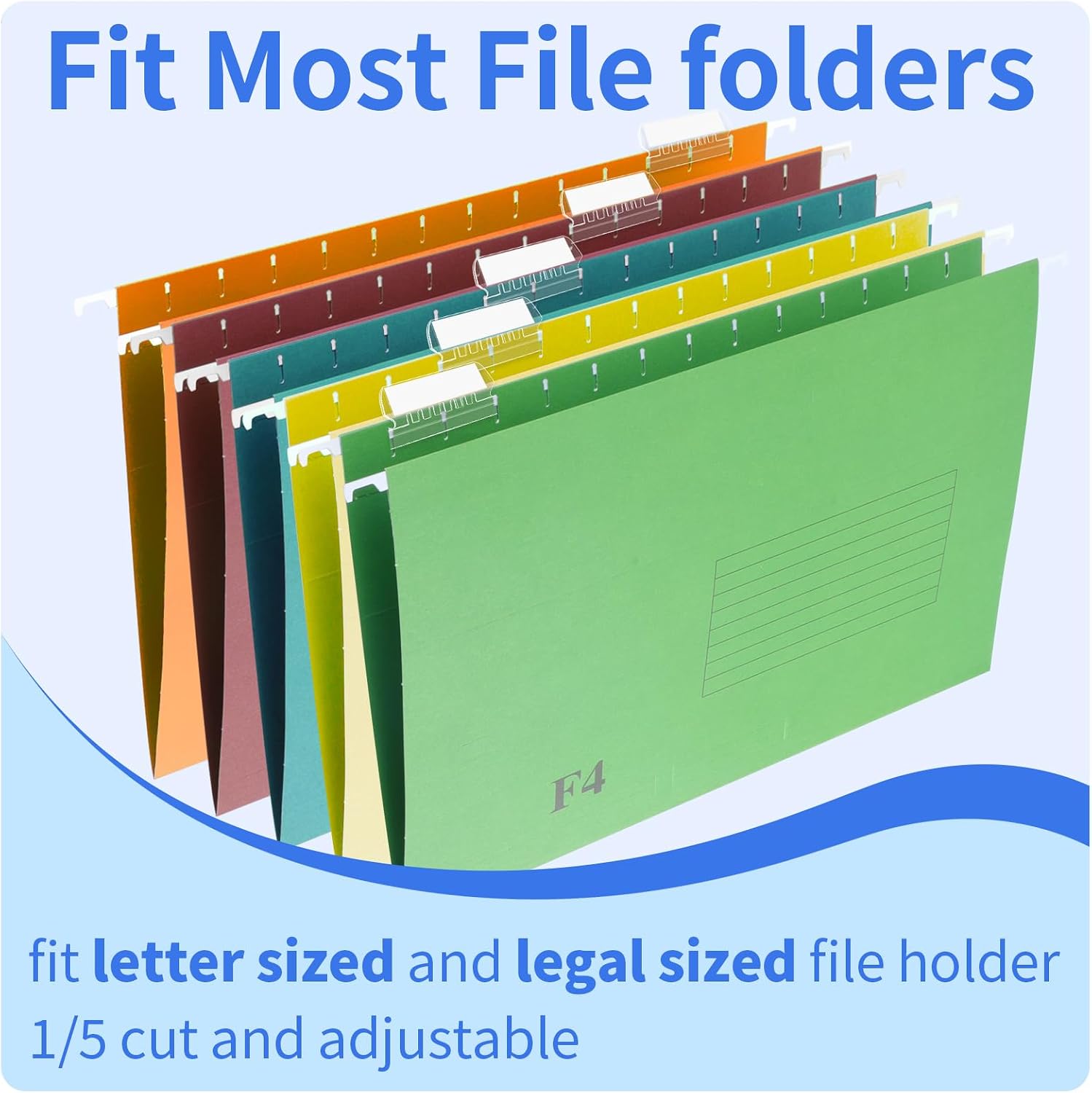 Reastar 120 Pcs Hanging File Folder Tabs, with 200 Pcs Inserts, Clear | Sturdy Plastic, 1/5-Cut, Fit Legal Sized File Folders, 2 in Insert for Writing on, Help Organize and Find File