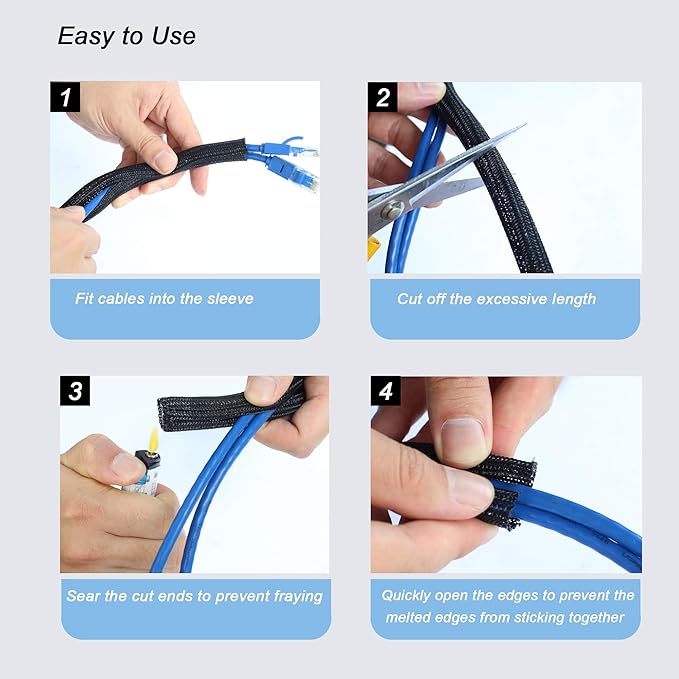 CrocSee 25ft - 1/2 inch Braided Cable Management Sleeve Cord Protector - - Image 6
