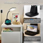 led desk lamp with 10w wireless charging & shown in use