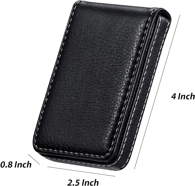 Outus 2 Pieces Business Card Holder, PU Leather Business Card Case Pocket Wallet - Image 2