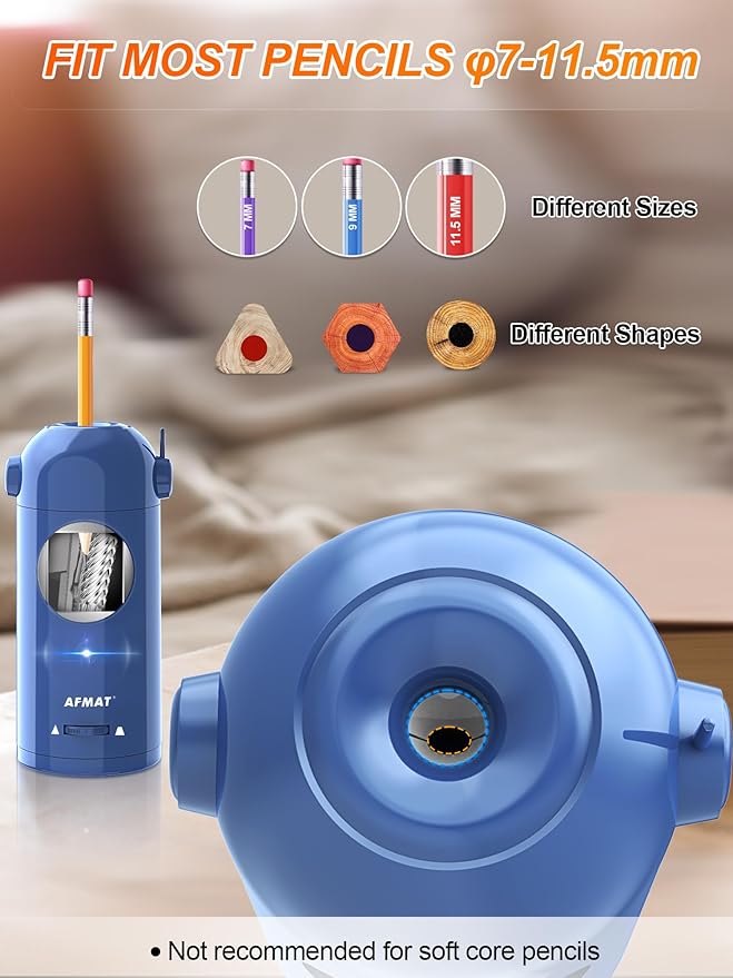 AFMAT Electric Pencil Sharpener, Fully Automatic Pencil Sharpener - Image 3