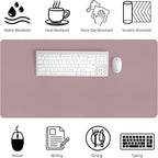 Bloss Pink Desk Mat, Large Mouse Pad, Non-Slip Desk Protector Mat, Leather Desk - Image 3