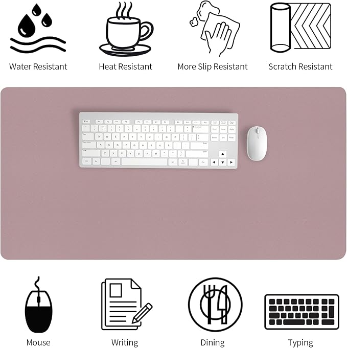 Bloss Pink Desk Mat, Large Mouse Pad, Non-Slip Desk Protector Mat, Leather Desk - Image 3