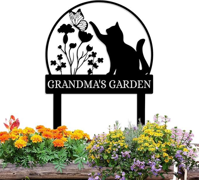 Personalized Garden Sign | Custom Cat Garden Stake Sign | Funny Garden Signs by Dyoart
