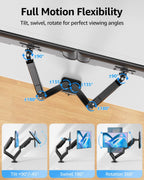 mountup dual monitor stand for desk, monitor arms, side view