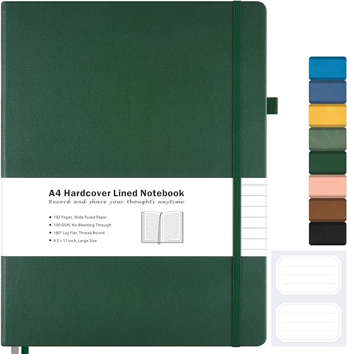 Lined Journal Notebook, 8.5" x 11" Hardcover Leather Notebook by MALEDEN