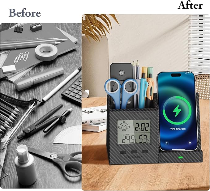 TopMade Wireless Charger with Pen Remote Holder, Digital Thermometer and - Image 3