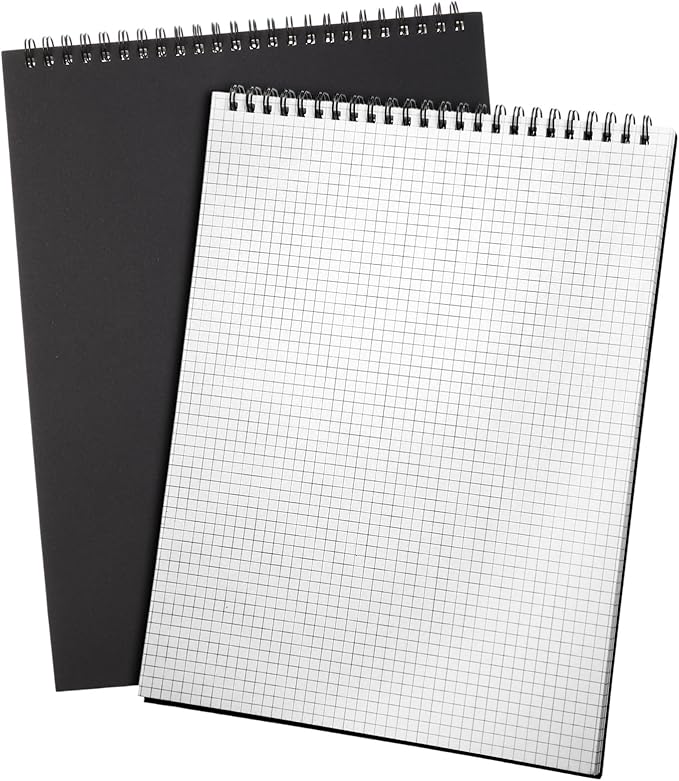 Engrowtic 2 Pack Top Spiral Graph Paper Notebooks 8.7 X11.4 Inch A4 Grid Paper by Engrowtic