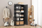 guizeeopo metal storage cabinet with adjustable shelves, garage, front angle view