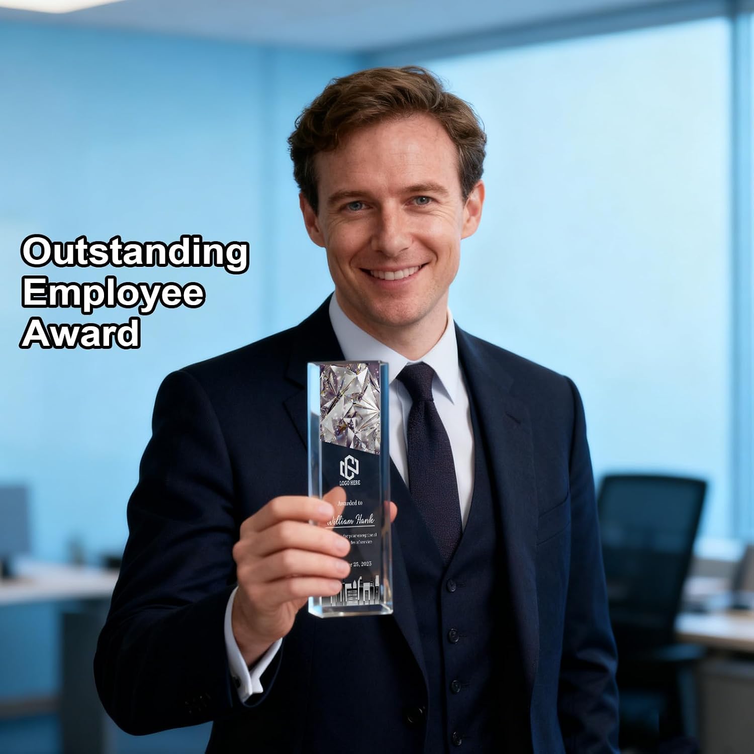 Personalized Employee Recognition Trophy, Custom Years of Service Award | customized with name, title and year for employee appreciation, work anniversaries, team achievements and office display