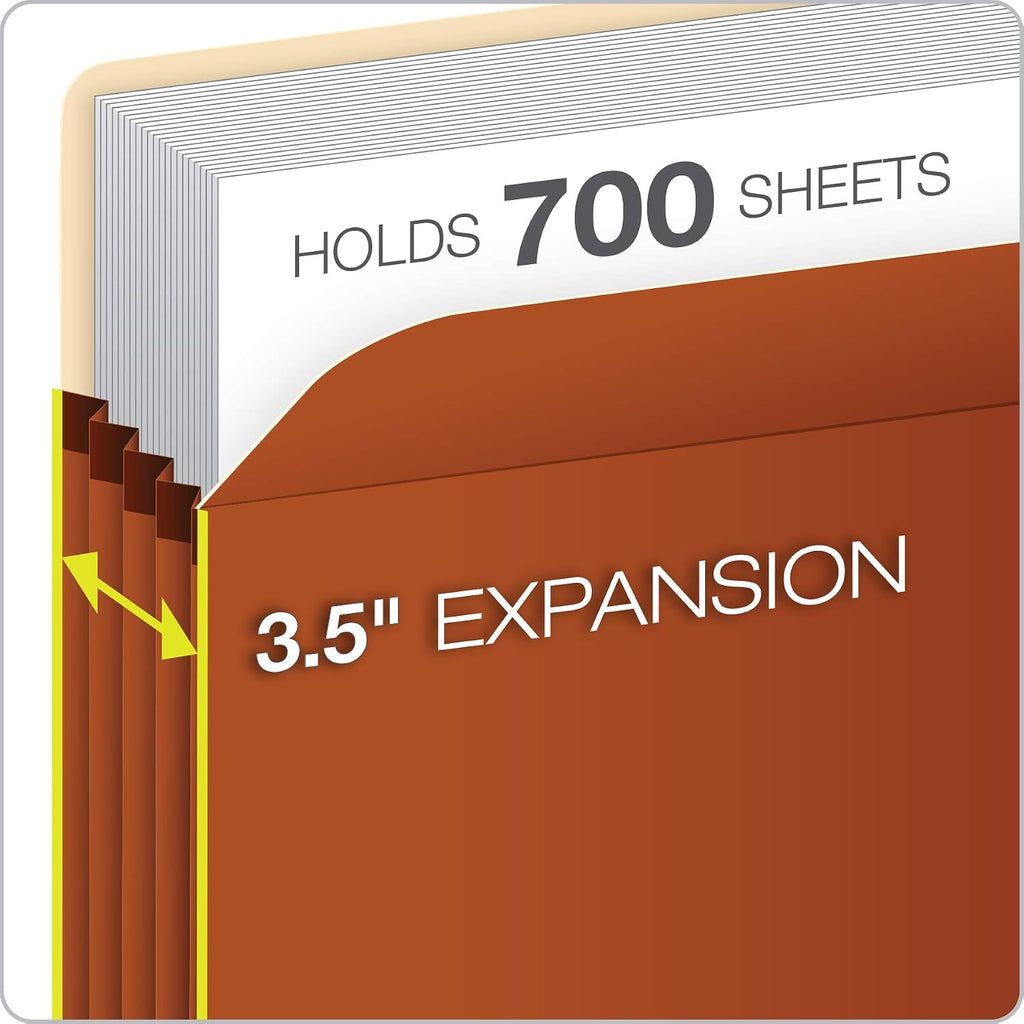 Pendaflex Expanding File Pockets, Letter Size, Redrope, 3.5" Expansion (1524E-OX) & File Pockets, 1.75 Inch Expansion, Brown, Letter, 25 per Box (1514C-OX)