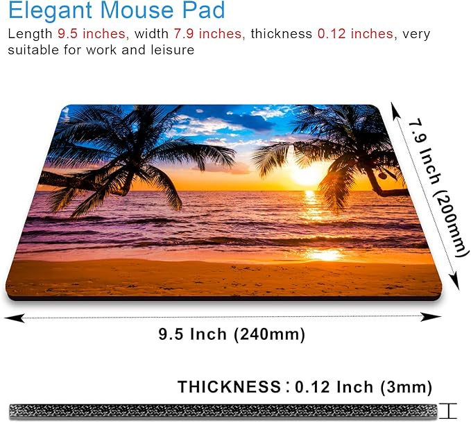 IMAYONDIA Sunshine Beach Coast Sea Palm Trees Mouse Pad, Hawaiian Coconut Trees - Image 2