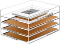 SANRUI 4 Tier Stackable Paper Letter Tray, Acrylic Vertical File Tray A4 Desk by SANRUI