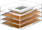 SANRUI 4 Tier Stackable Paper Letter Tray, Acrylic Vertical File Tray A4 Desk by SANRUI