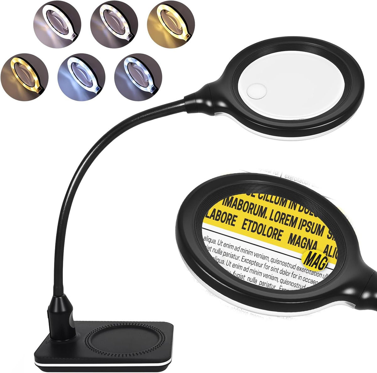 Rechargeable Magnifying Glass with Light and Stand, 15X 30X