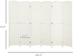 HOMCOM 6 Panel Room Divider, Hand-Woven Freestanding Wall Partition - Image 7